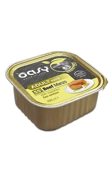 Oasy dog grain free adult manzo e verdure vaschetta 150 gr
