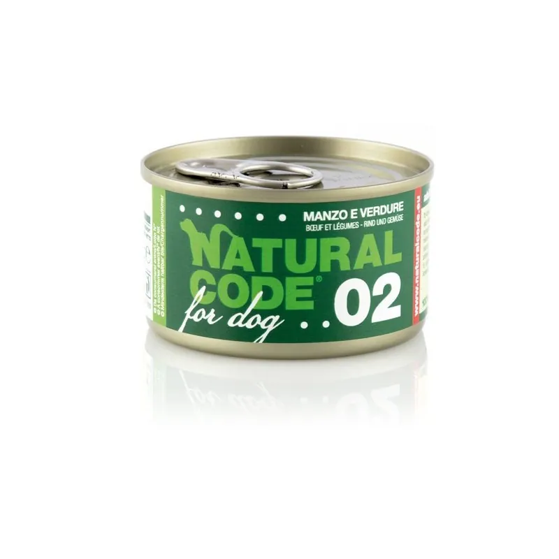 Natural code cane manzo e verdure lattina 90 gr