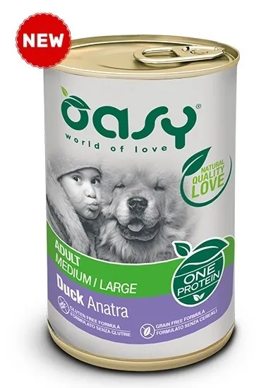 Oasy dog one adult medium large anatra lattina 400 gr