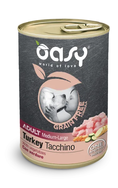 Oasy dog grain free adult medium large tacchino lattina 400 gr