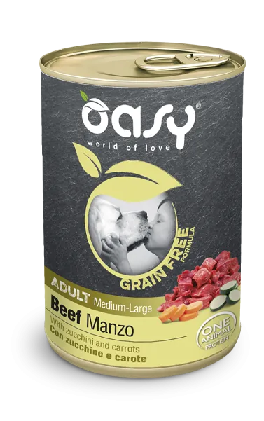 Oasy dog grain free adult medium large manzo lattina 400 gr
