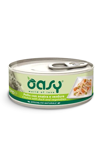 Oasy dog pollo anatra e verdure lattina 150 gr