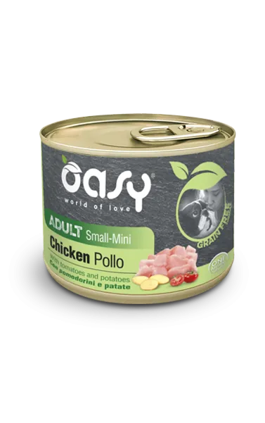 Oasy dog grain free adult small mini pollo lattina 200 gr
