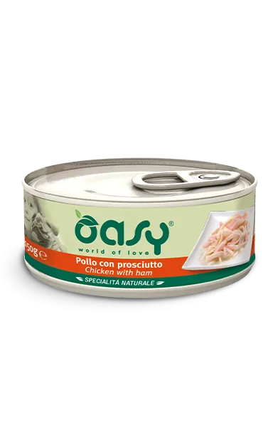 Oasy dog pollo e prosciutto lattina 150 gr