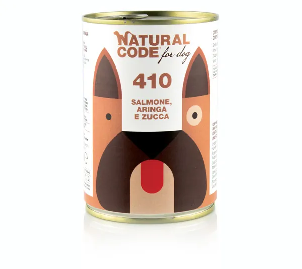 Natural code cane salmone aringa e zuccca lattina 400 gr