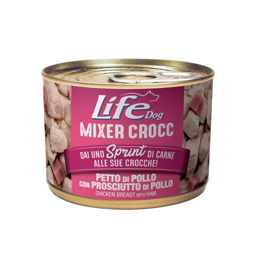 Life dog mixer crocc petto di pollo e prosciutto lattina 150 gr