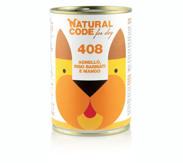Natural code cane agnello riso e mango lattina 400 gr