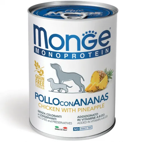 Monge dog fruit pollo e ananas lattina 400 gr