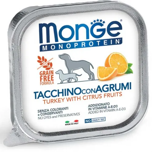 Monge dog fruit tacchino e agrumi vaschetta 150 gr