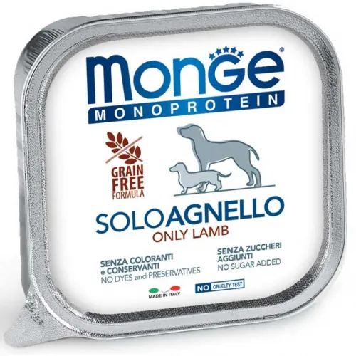 Monge dog solo agnello vaschetta 150 gr
