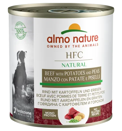 Hfc dog natural manzo patate e piselli lattina 290 gr