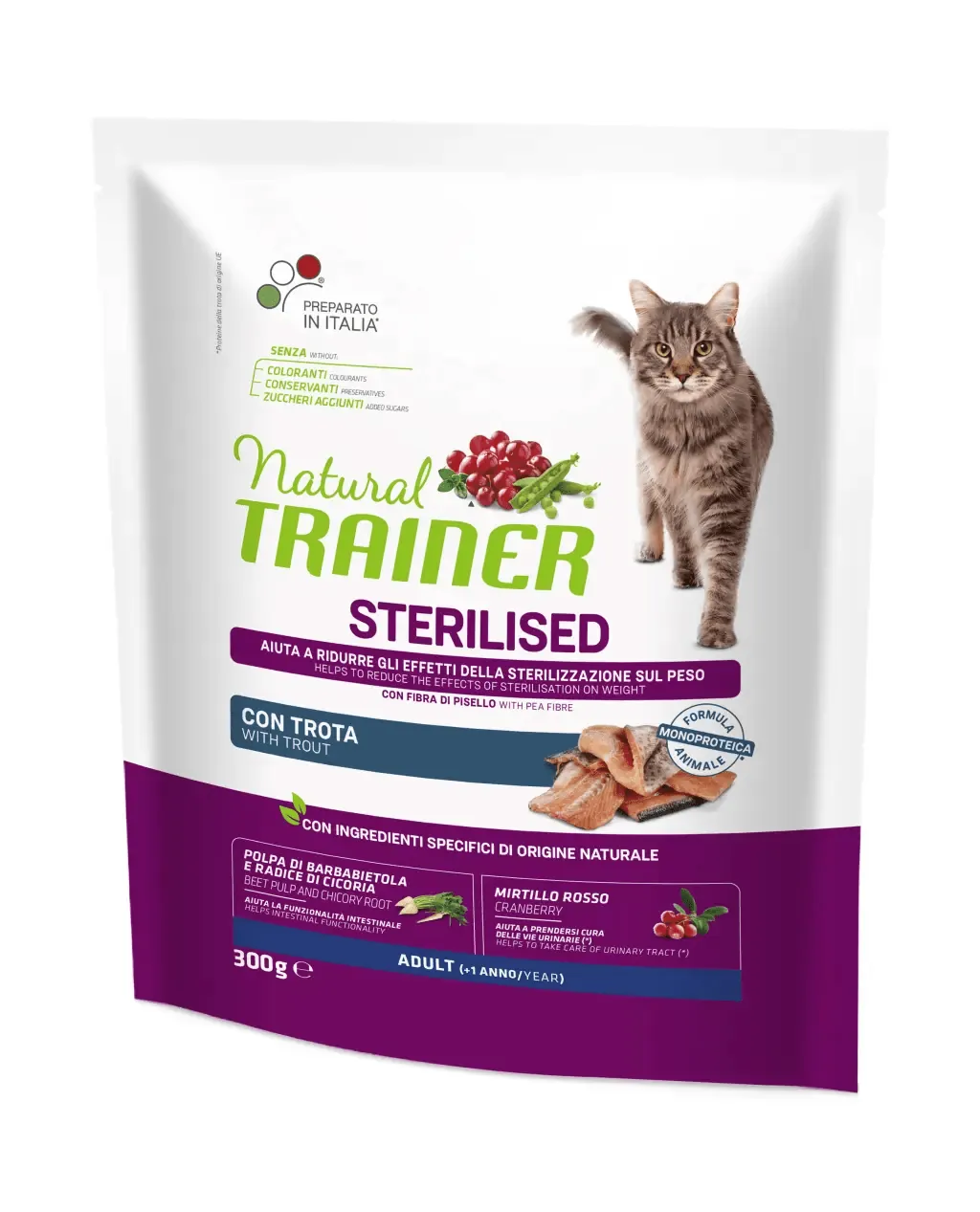 Trainer natural cat sterilized trota e piselli 300 gr