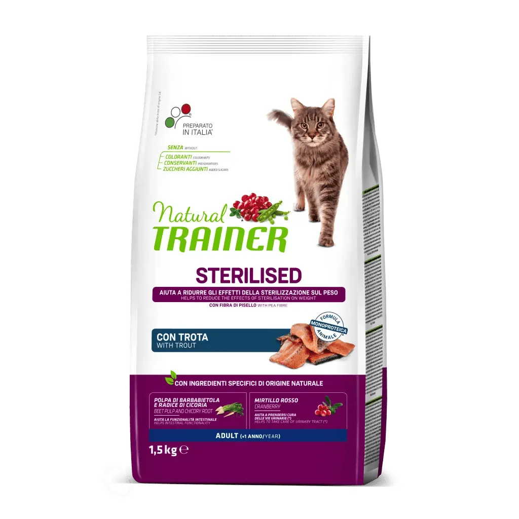 Trainer natural cat sterilized trota e piselli 1,5 kg