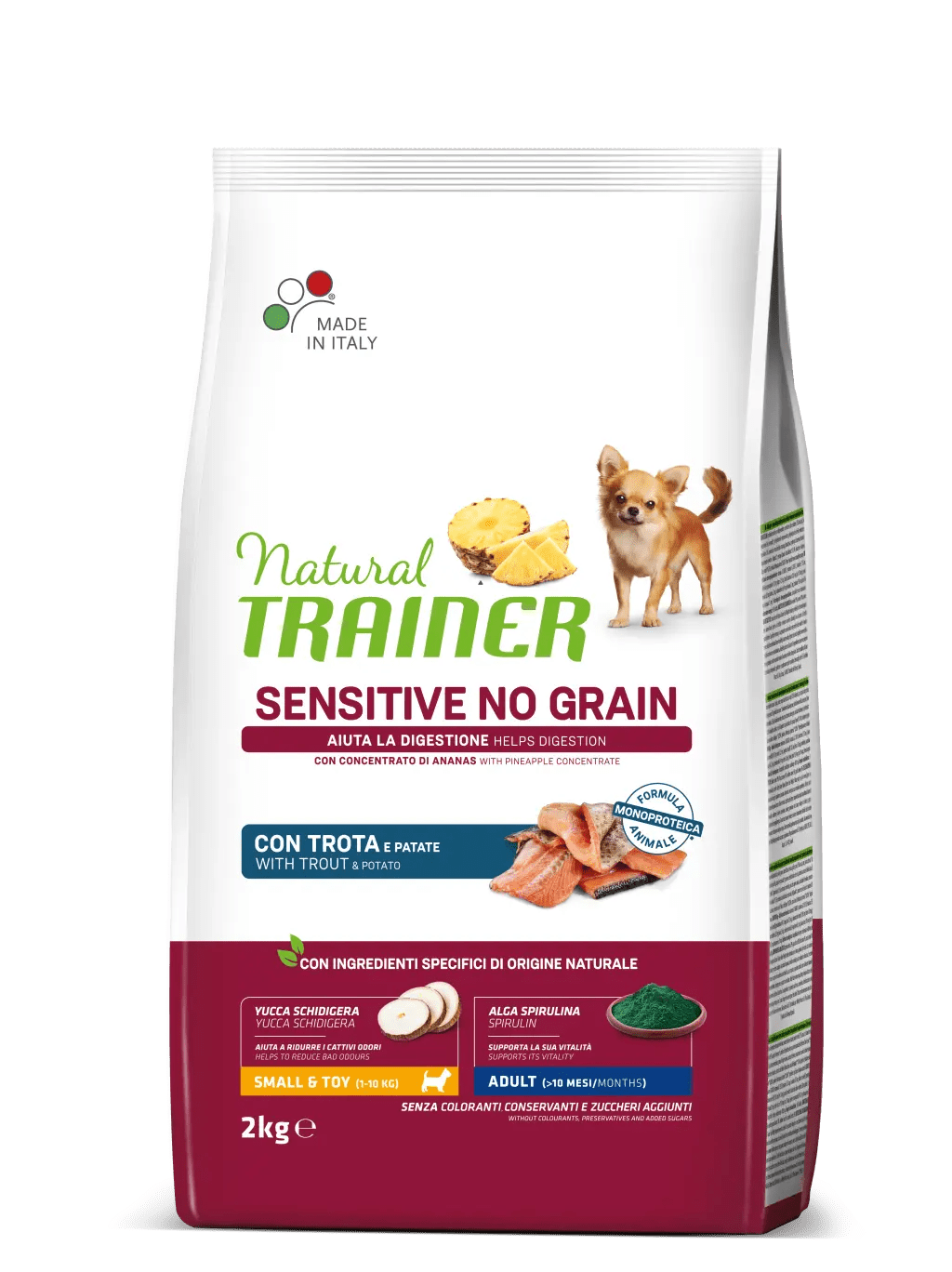 Trainer natural dog sensitive no grain adult mini trota e patate 2 kg