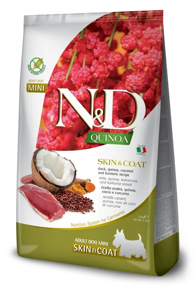 Nd dog quinoa skin&coat anatra cocco e curcuma adult mini 7 kg