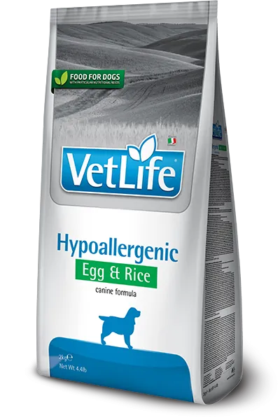 Vet life dog hypoallergenic uova e riso 12 kg