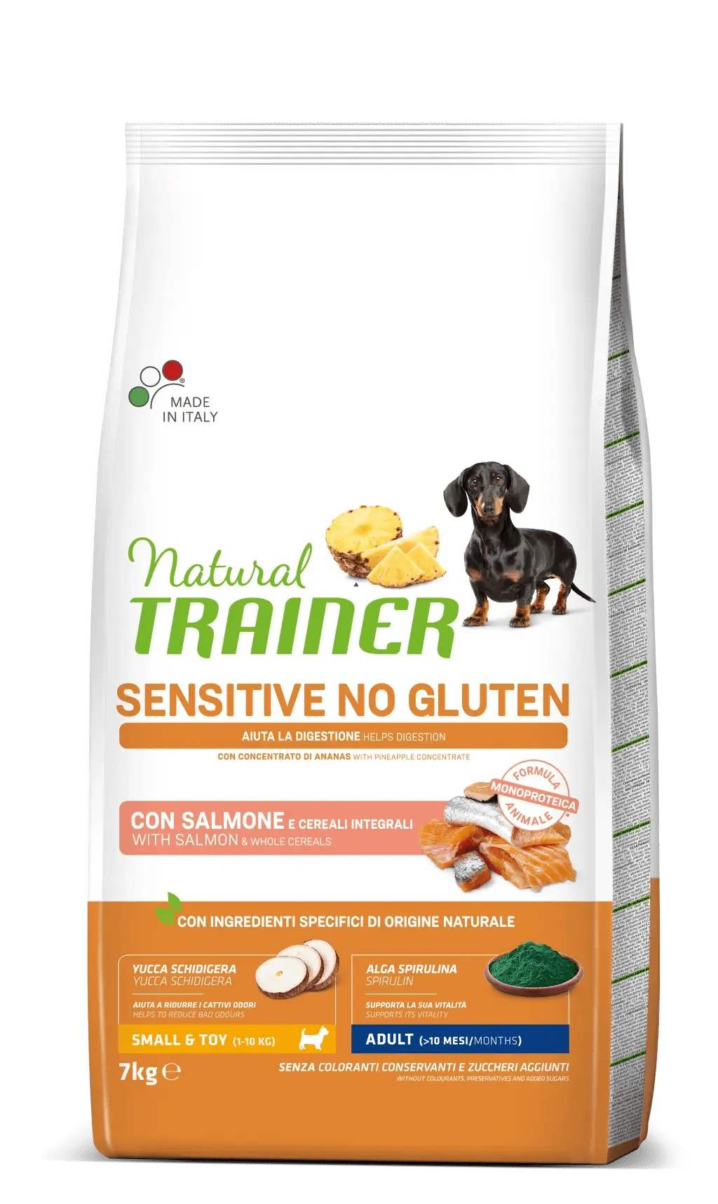 Trainer natural dog sensitive adult mini salmone 7 kg