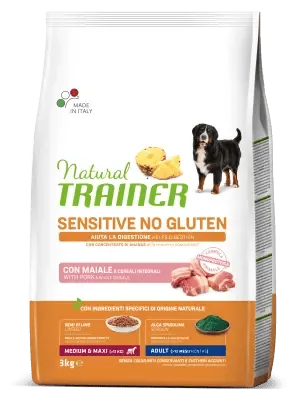 Trainer natural dog sensitive adult medium maxi maiale 12 kg