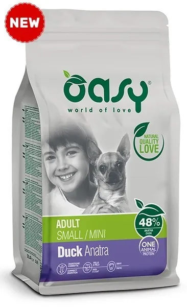 Oasy dog one adult small mini anatra 800 gr