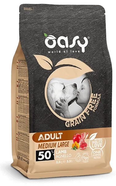 Oasy dog grain free adult medium large agnello 2,5 kg