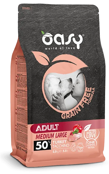 Oasy dog grain free adult medium large tacchino 12 kg