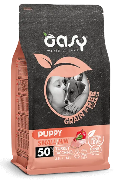 Oasy dog grain free puppy small mini tacchino 800 gr