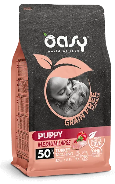 Oasy dog grain free puppy medium large tacchino 12 kg