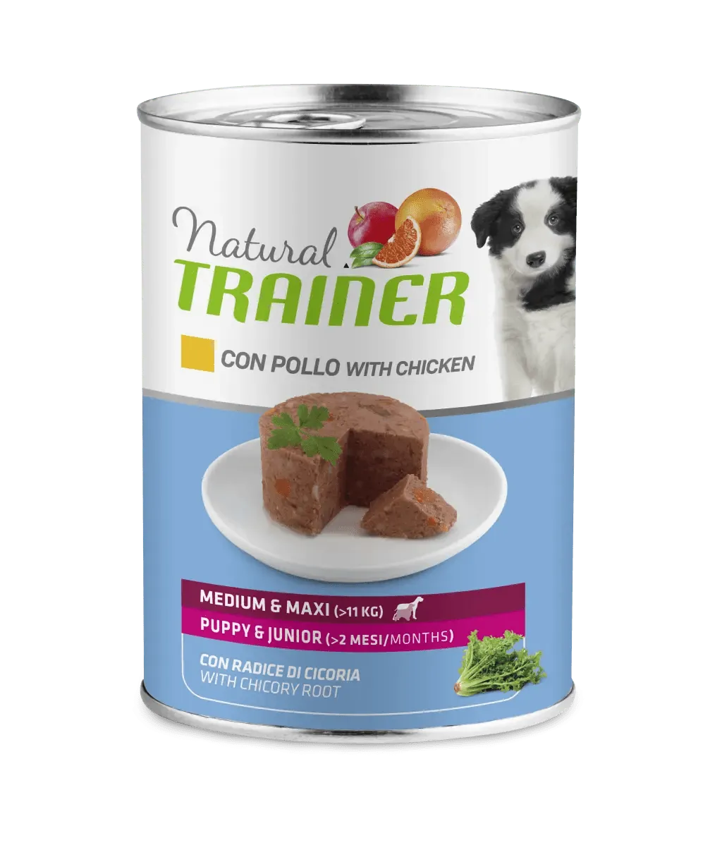 Trainer natural dog puppy & junior medium lattina 400 gr