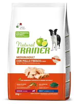Trainer natural dog adult medium pollo e riso 3 kg