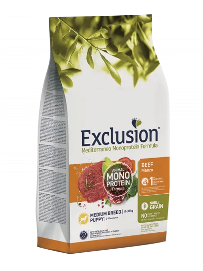 Exclusion dog mediterraneo puppy manzo medio 12 kg