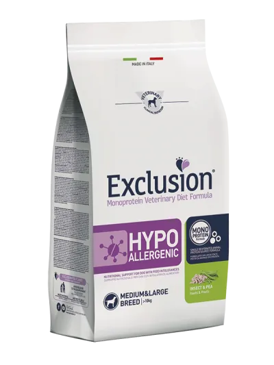 Exclusion dog hypo insetti e piselli medio/maxi 12 kg