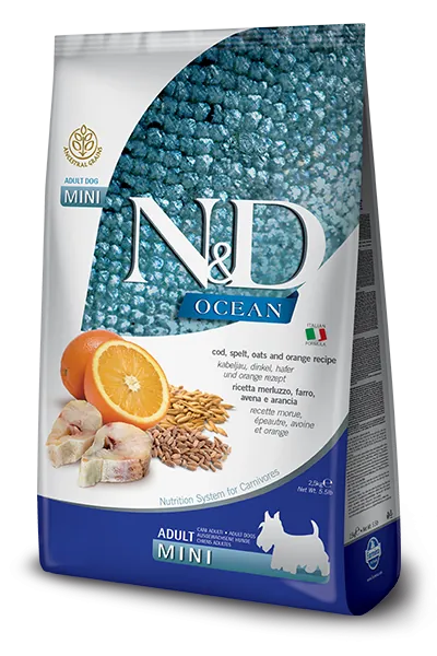 Nd dog ocean low merluzzo e arancia adult mini 7 kg
