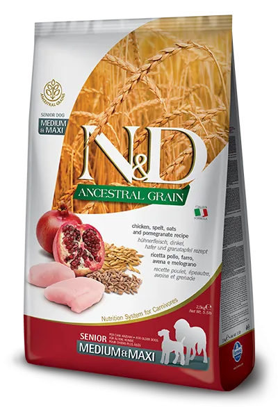 Nd dog low senior pollo e melograno adult medio maxi 12 kg