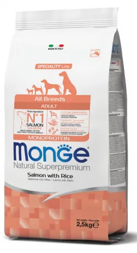 Monge dog adult all breeds salmone e riso 2,5 kg