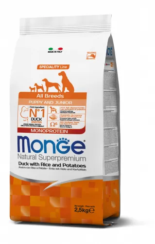 Monge dog puppy & junior all breeds anatra riso e patate 12 kg