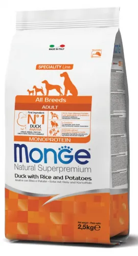 Monge dog adult all breeds anatra e riso 2,5 kg