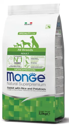 Monge dog adult all breeds coniglio e riso 2,5 kg