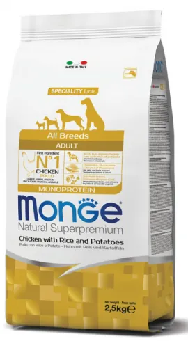 Monge dog adult all breeds pollo riso e patate 2,5 kg