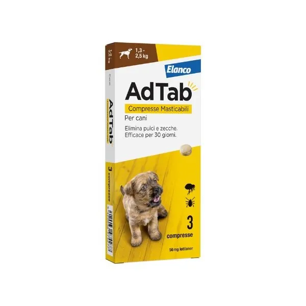 Adtab Cane 1,3-2,5 Kg 56,25 Mg Marrone 3 Compresse