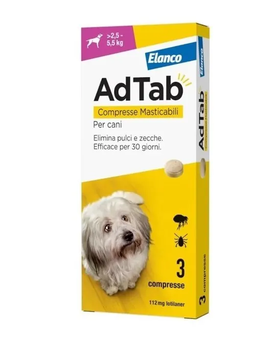 Adtab cane 2,5-5,5 kg 112,5 mg rosa 3 compresse