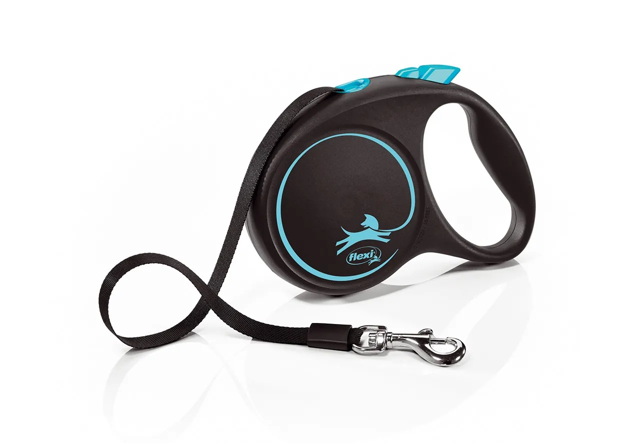 Flexi design black guinzaglio fettuccia m 5 mt blu