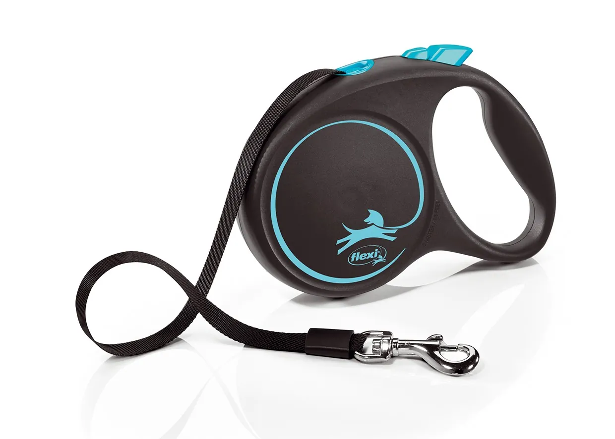 Flexi design black guinzaglio fettuccia l 5 mt blu