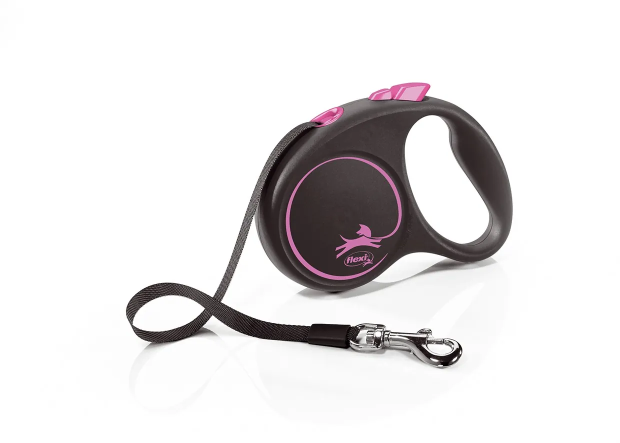 Flexi design black guinzaglio fettuccia s 5 mt rosa