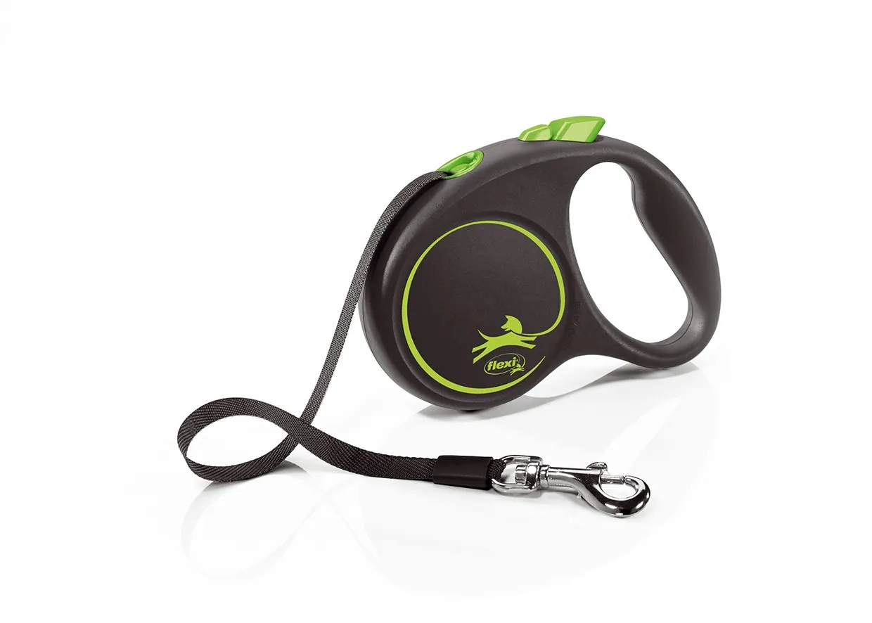 Flexi design black guinzaglio fettuccia s 5 mt verde