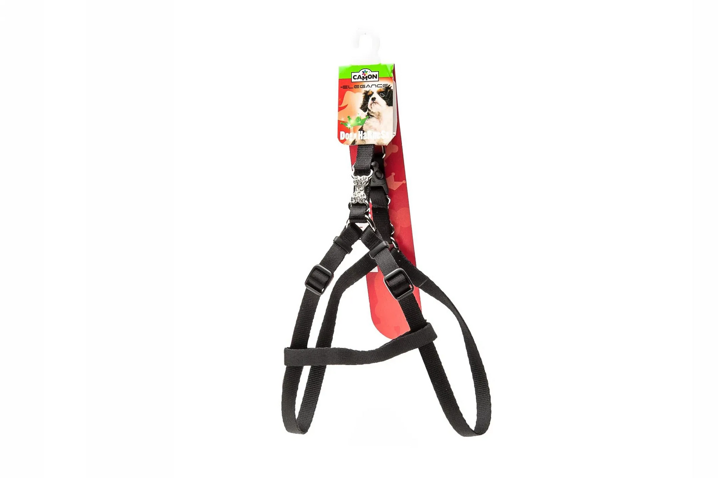 Pettorina "flash" regolabile nera con osso strass 10 mm