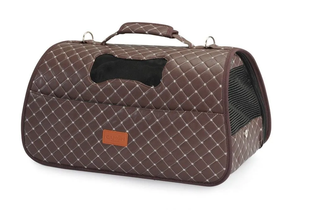 Trasportino trapuntato "rombo" marrone 42x25x25 cm