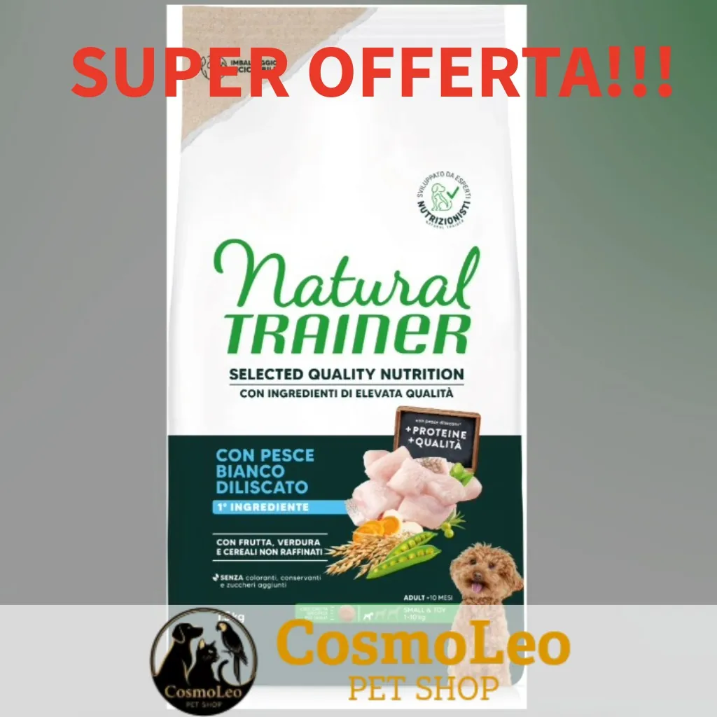 Natural trainer selected quality nutrition cane healthy grain mini pesce bianco 1,5kg