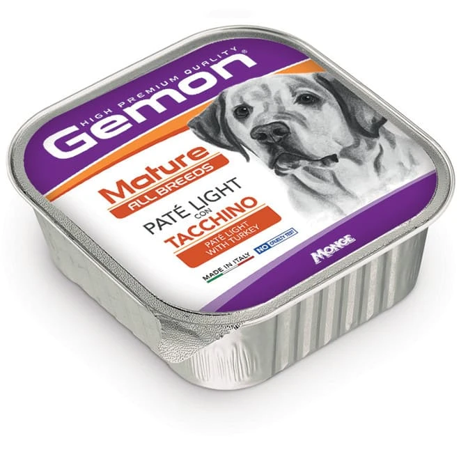 Gemon dog patè light mature con tacchino vaschetta 150 gr