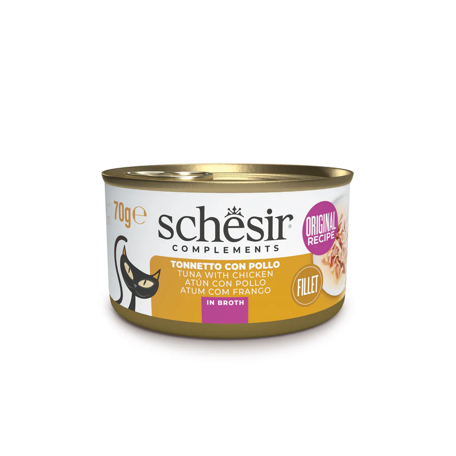 Schesir gatto tonnetto e pollo in brodo 70 gr