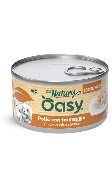 Oasy cat brodo di cottura pollo con formaggio lattina 85 gr